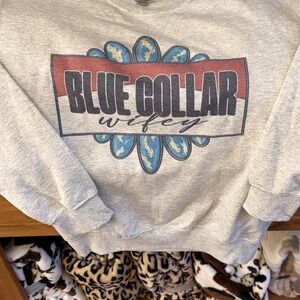 Gray Blue Collar Wifey Sweatshirt